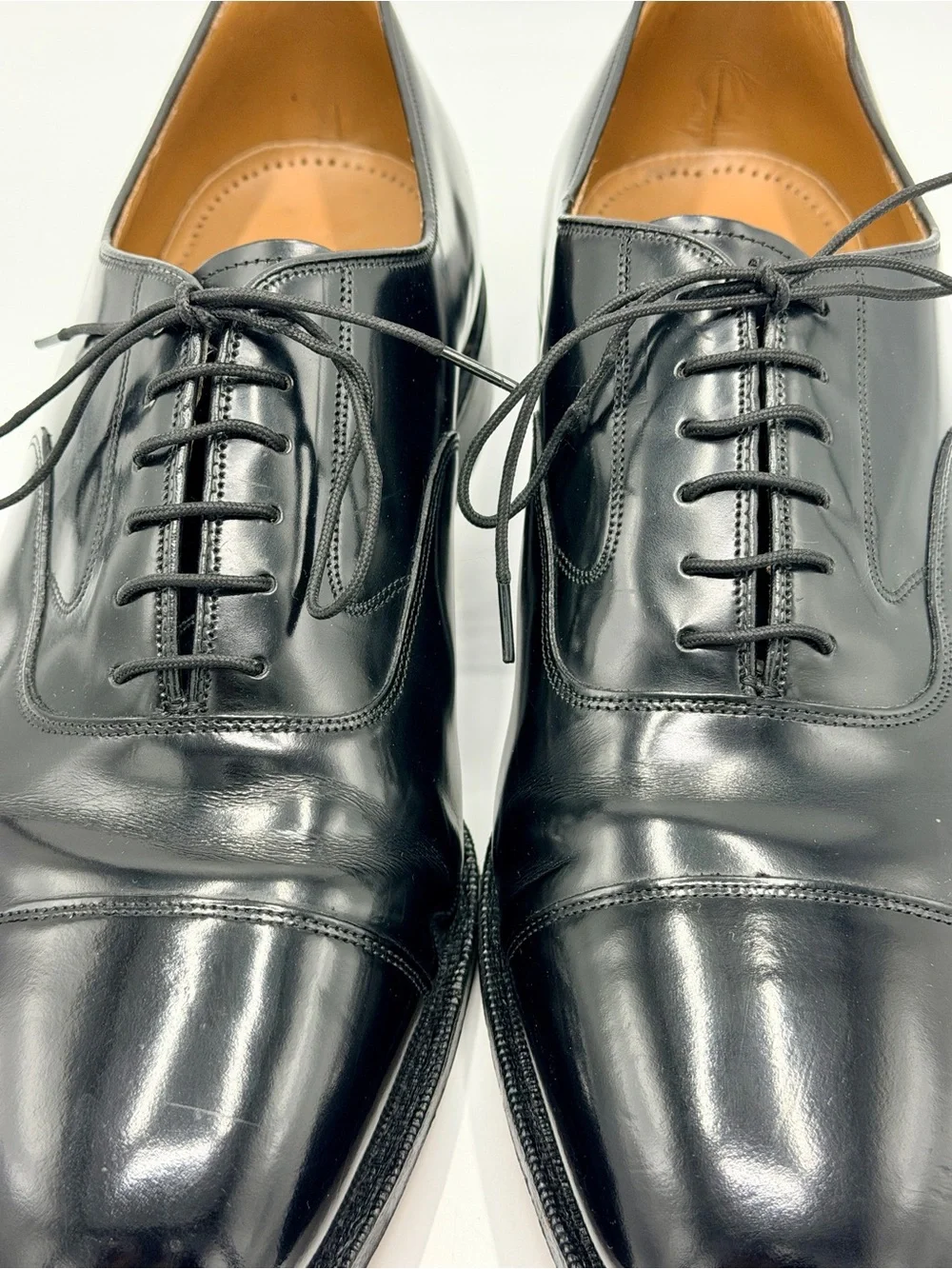 Johnston & Murphy Melton Toe Cap, Men’s size 13 3E, Black Premium Leather